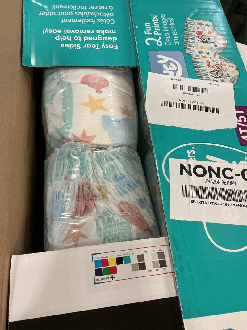 Condition photo showing New/Like New for Pampers Training Pants - Easy Ups Boys & Girls Bluey - Size 4T-5T, 104 Count, Children's Potty Underwear (Packaging May Vary) 4T-5T 104