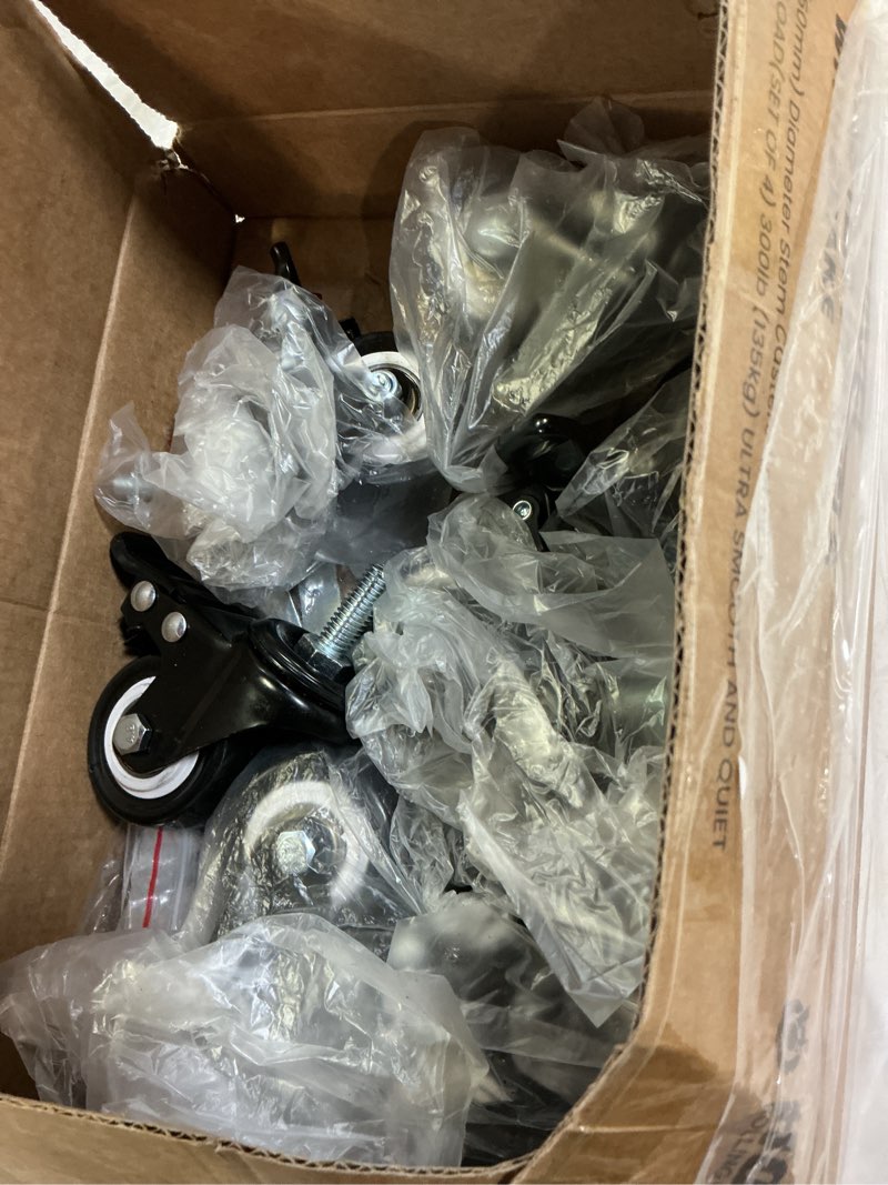 Condition photo showing Good Condition for holkie stem caster wheels 2 inch total locking casters set of 4, threaded stem 3/8" -16 x 1 (diameter 3/8", length 1") swivel heavy duty castors black 8 pack black-with brake-8pack 2inch