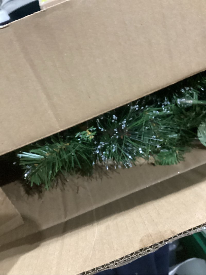 Condition photo showing Good Condition for National Tree Company 30 in Pre-Lit Crestwood Spruce Artificial Christmas Wreath, Christmas Decoration with Glitter, Pinecones, Red Berries, 70 Clear LED Lights, 200 Tips, Timer, Green 30 in Battery-Operated Wreath