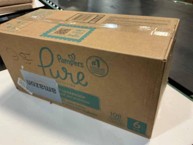 Condition photo showing New/Like New for Pampers Pure Protection Baby Diapers, Size 6 (35+ lbs), 108 Count, Up to 100% Leakproof, Premium Plant-based Skin Protection, Hypoallergenic Soft Diapers Size 6 108