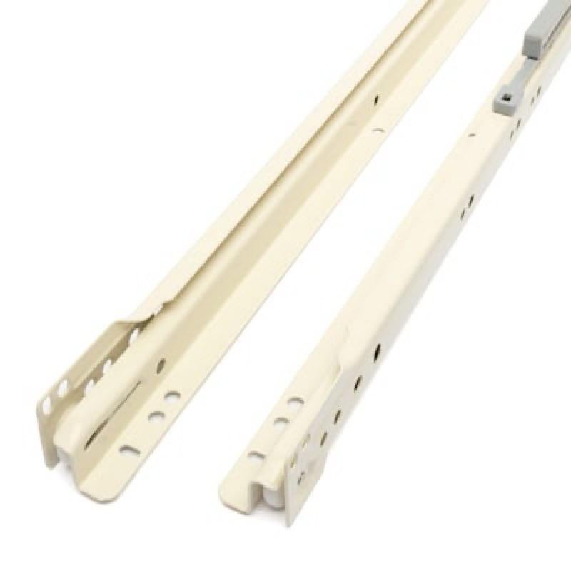 RELIABILT 18-in 3/4 extension Soft Close Bottom Mount European 50-lb Load Capacity White Drawer Slide 1 -Pair 2 -Pieces Item #5329107 | Model #D98818W-W-W