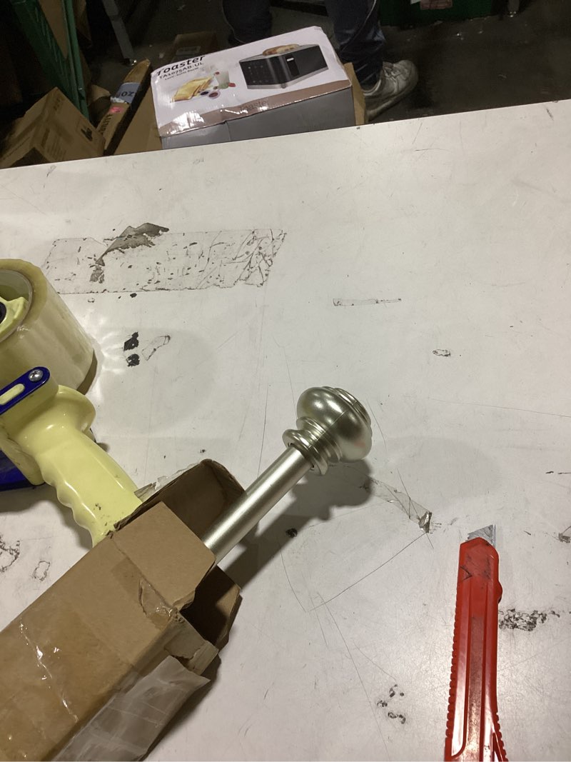 Condition photo showing As Is for h.versailtex window curtain rods for windows 28 to 48 inches adjustable decorative 3/4 inch diameter single window curtain rod set with classic finials, nickel nickel 28"-48"
