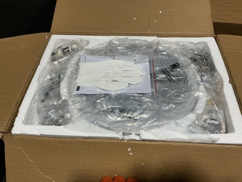 Condition photo showing Good Condition for 6-light silver chandelier with white globe glass dimmable ceiling light glass pendant light for kitchen island, dining room, living room, entry hallway, led bulbs included silver 6-light white glass