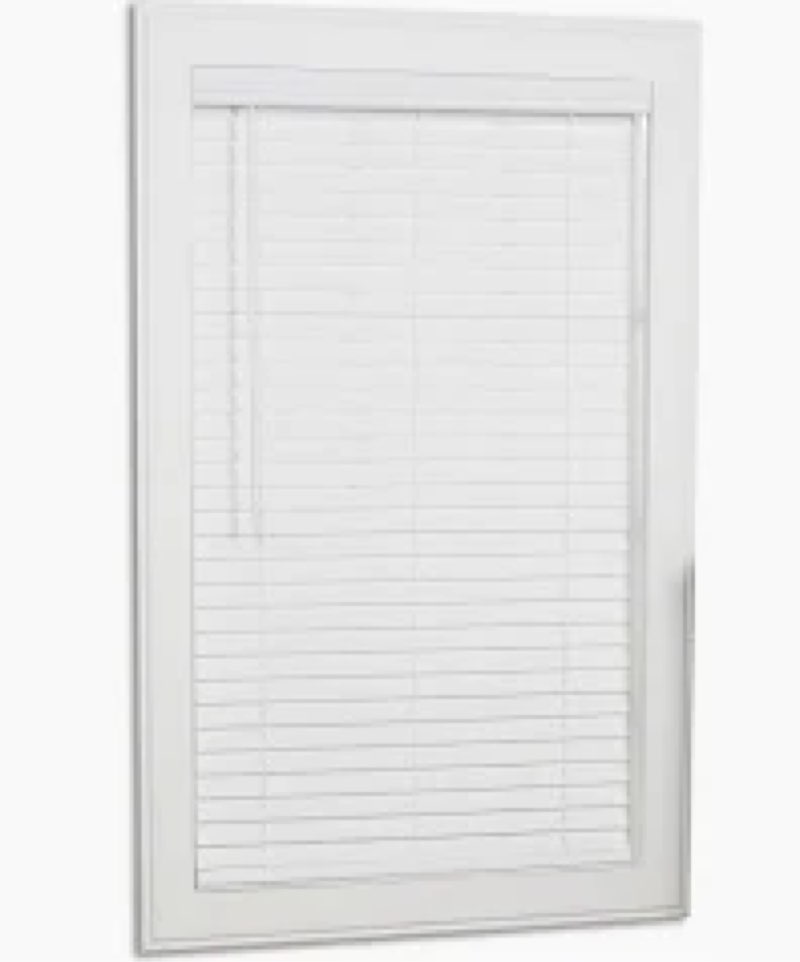 allen + roth Cordless Faux Wood 2-in Slat Width 47-in x 48-in Cordless White Faux wood Room darkening