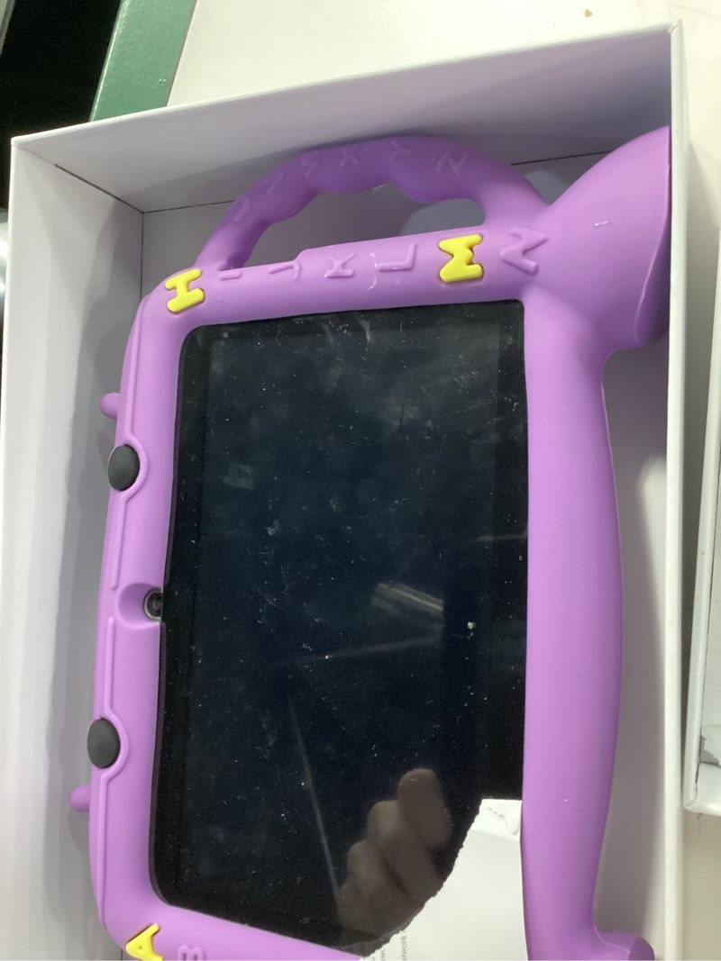 Condition photo showing As Is for kids tablet, 7 inch tablet for kids 2-10, educational learning toddler tablet android 11, 3gb ram+32gb rom storage, google play youtube, baby girl boy present?purple?