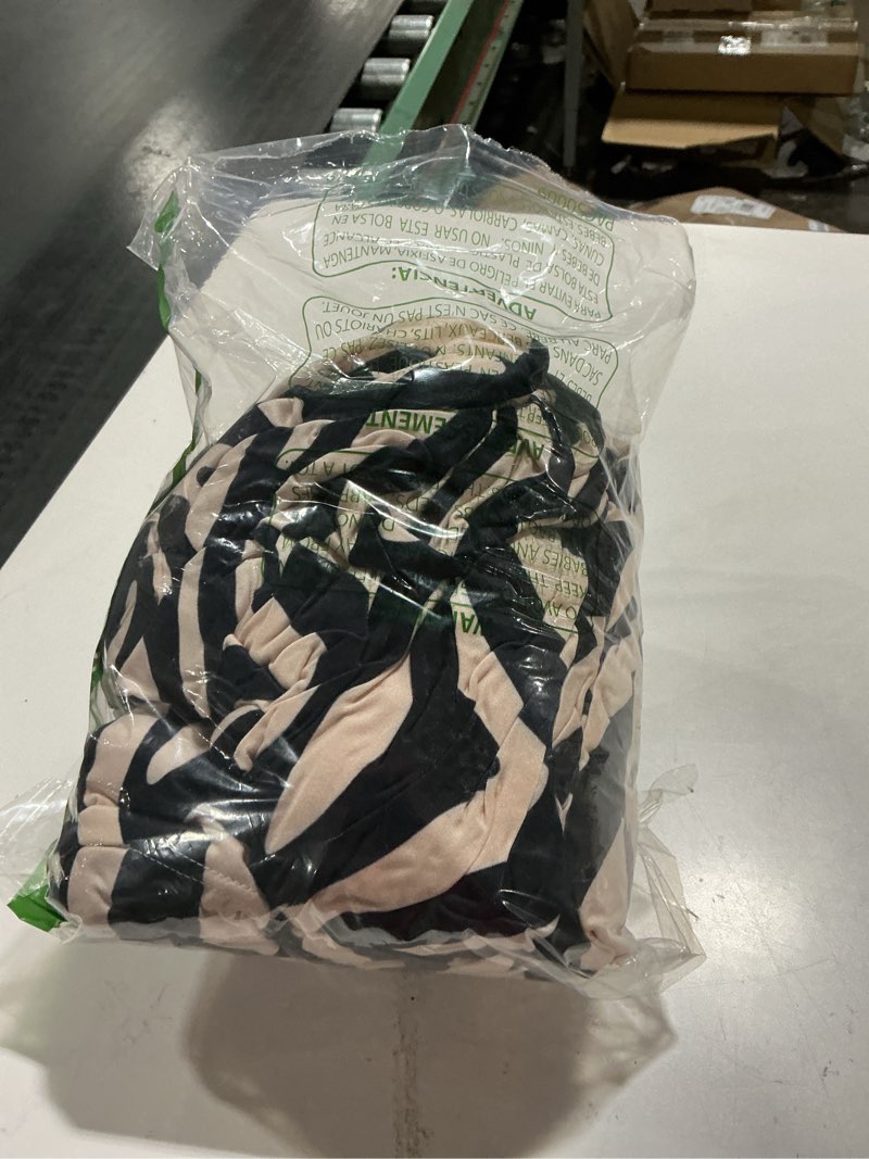 Condition photo showing As Is for Zebra Stripe Stretch Recliner Slipcover, Anti-Slip Black White Animals Stripe Recliner Chair Cover with Storage Pockets, Washable Furniture Protector Universal Fit Black White Zebra Stripe