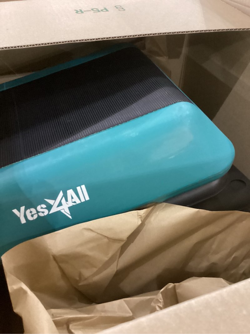 Condition photo showing As Is for Yes4All 16"x16" Adjustable High Step Aerobic Platform with 4 Risers, Height-Adjustable 4"-6''-8''-10''-12" Step Aerobics Platform for Home Gym Exercise Fitness Workout A. Green/Black