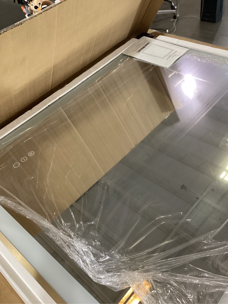 Condition photo showing Good Condition for rectangular aluminum framed anti-fog led lighted wall bathroom vanity mirror in brushed gold