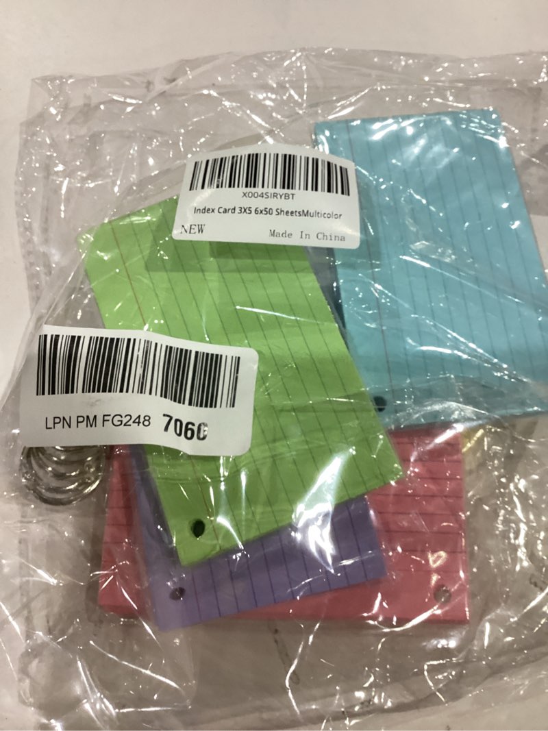 index cards 3x5 inches, 300 pcs, colored flash cards with ring, punched lined study card ruled flash