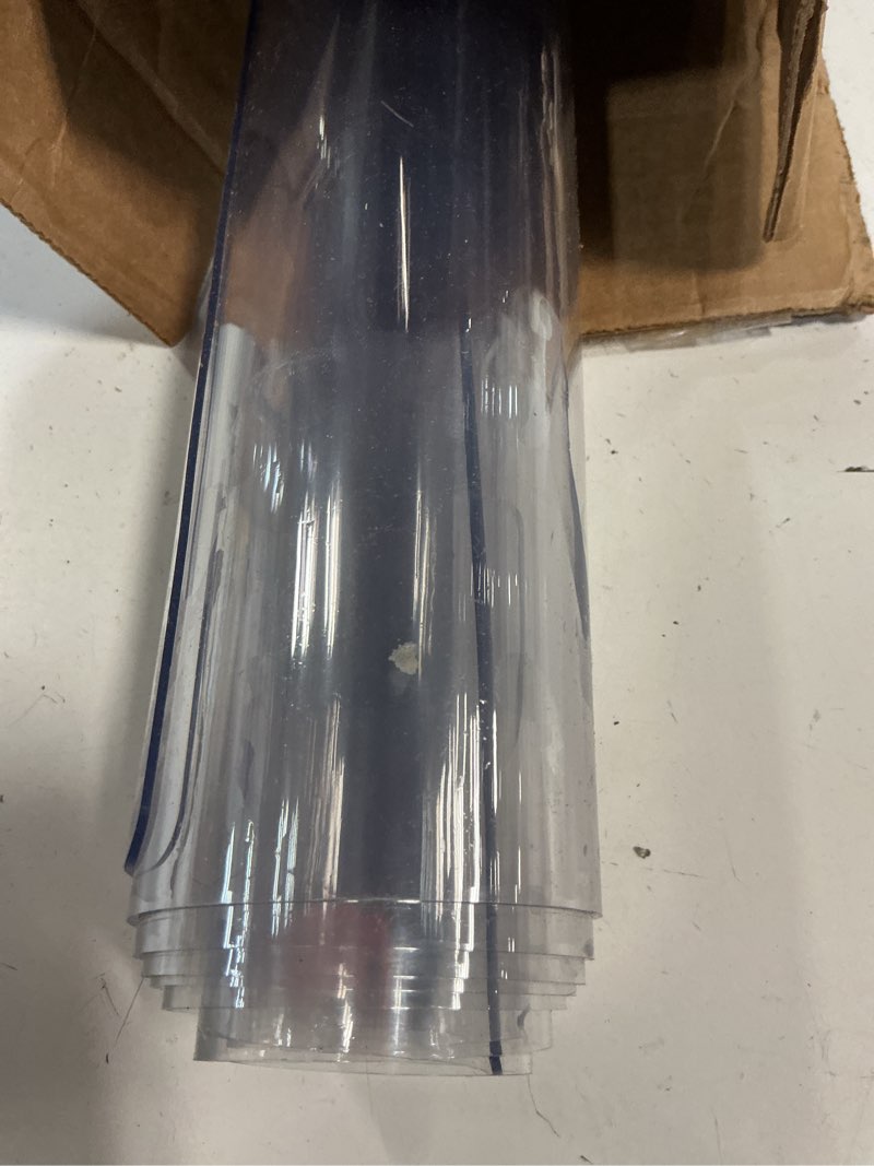 Condition photo showing As Is for 1.5mm thick clear table protector plastic 40x62 crystal pvc table cloth pad waterproof vinyl desk pad mat for sofa dining living room kitchen table protector entryway floor mat easy clean non-slip clear 40"x62"