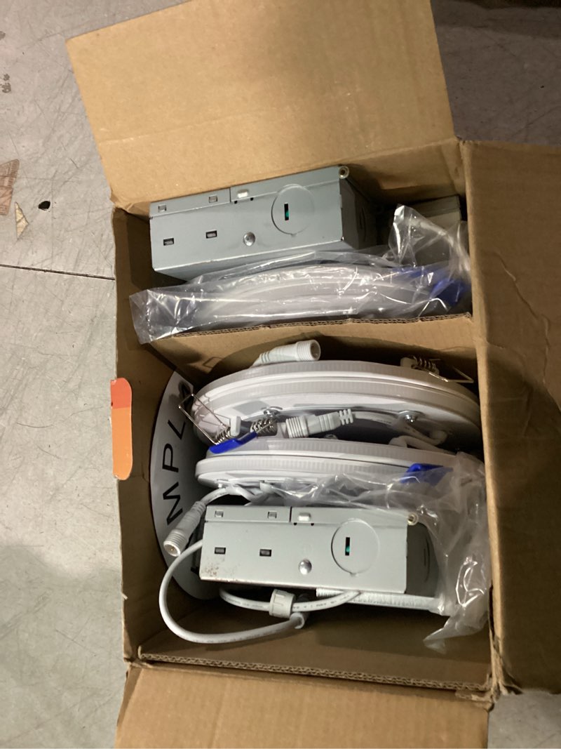 Condition photo showing As Is for SIMILAR TO STOCK PHOTO.  Smart Recessed Lighting 6 Inch RGBCW Color Changing 16W LED Downlight with Junction Box,1350 Lumen Recessed Ceiling Light Compatible with Alexa,Dimmable by Bluetooth Control -6Pack
