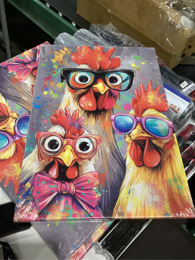 Condition photo showing New/Like New for zqqart rooster canvas wall art funny chicken portrait picture prints rustic animal painting artwork farmhouse kitchen decor framed(yellow,16.00" x 24.00") yellow 16"l x 24"w