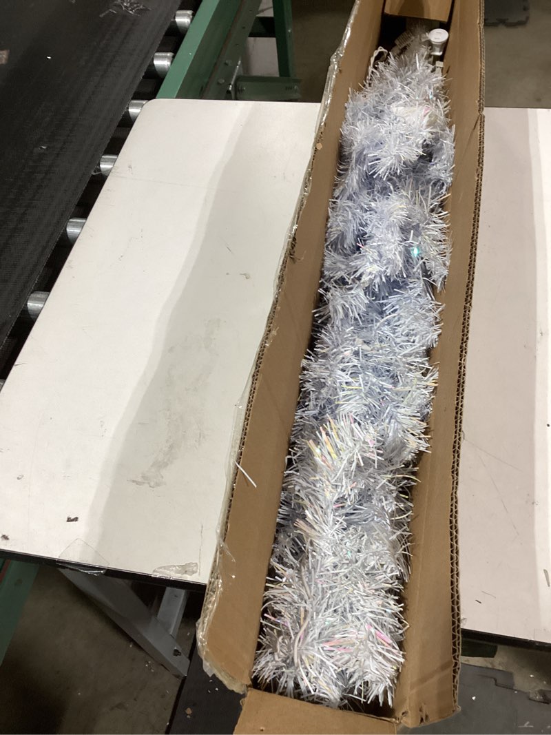 National Tree Company 4 ft Pre-Lit Mini Artificial Christmas Tree, White Iridescent Tinsel, 70 Clear