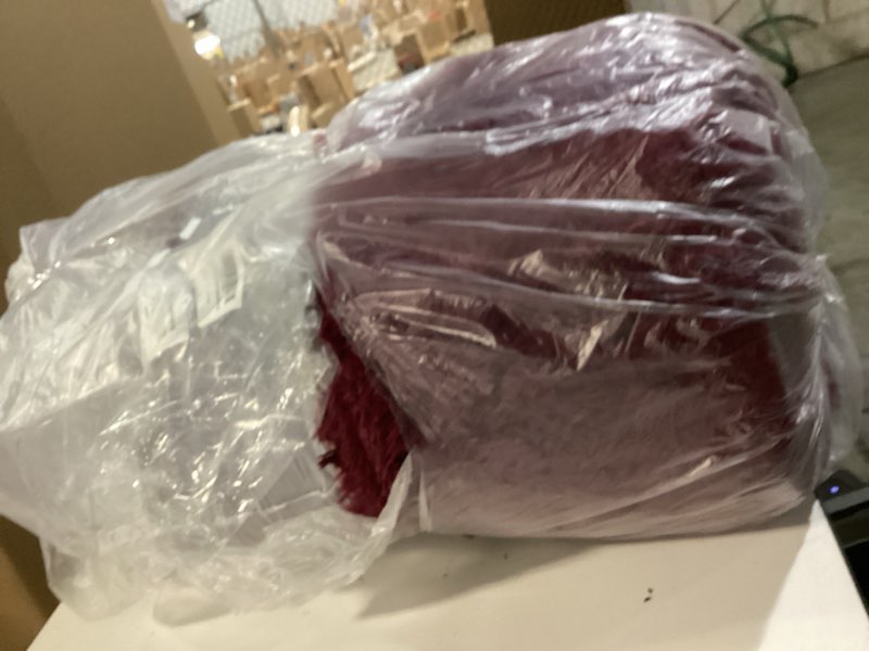 Condition photo showing As Is for Nuttumico Burgundy Fluffy Shag Area Rug for Living Room Bedroom, 6x9 Feet Ultra Soft Indoor Modern Plush Fuzzy Rug, Thickened Carpet for Kids Playroom, High Pile, Non Slipping 6' x 9' (Rectangular) Wine Red