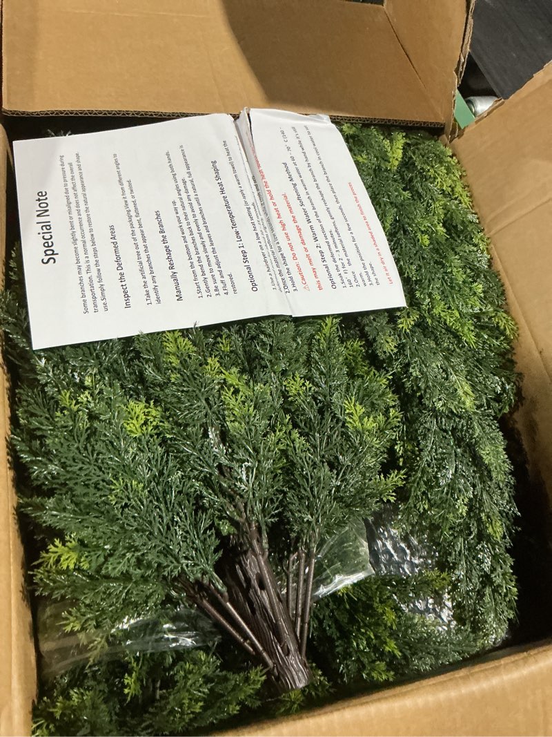 Condition photo showing Good Condition for 2Ft Artificial Cedar Topiary Trees (2-Pack) - UV Resistant Fake Shrubs with Ground Spike for Outdoor & Indoor Use, Front Porch, Garden Decor 2Ft Ground Spike Style