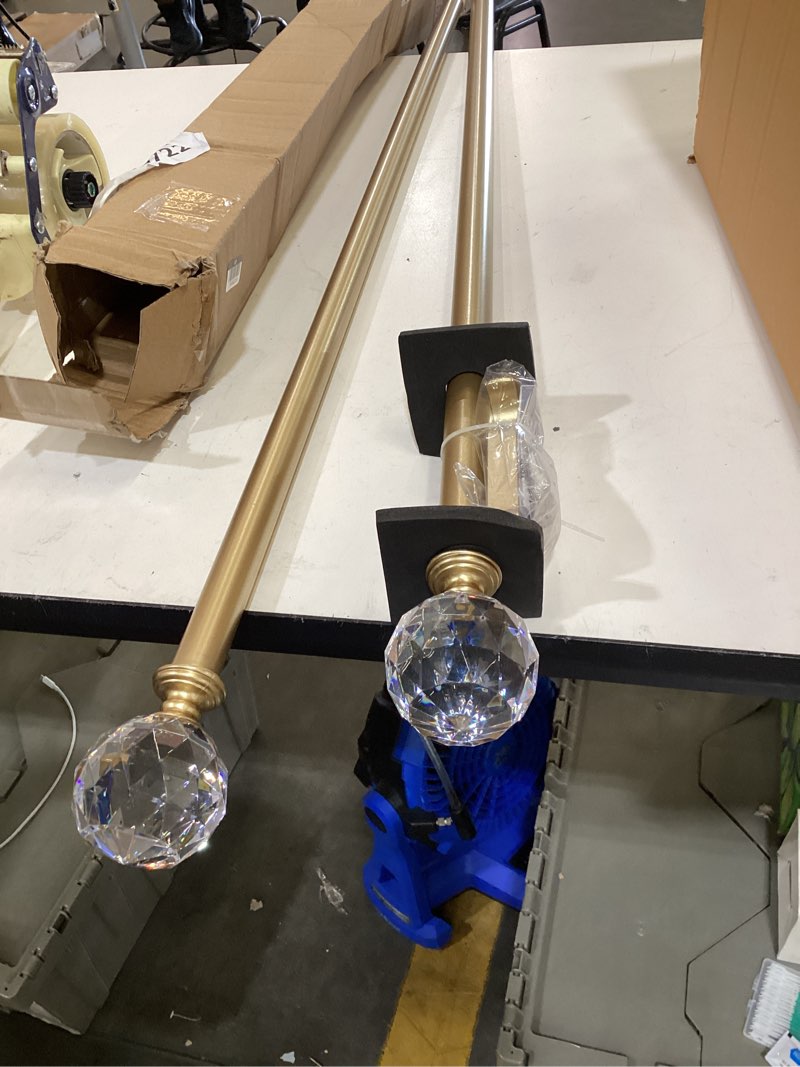 Condition photo showing Good Condition for crystal ball 36 in. to 72 in. adjustable length 1 in. dia single curtain rod kit in gold with finial