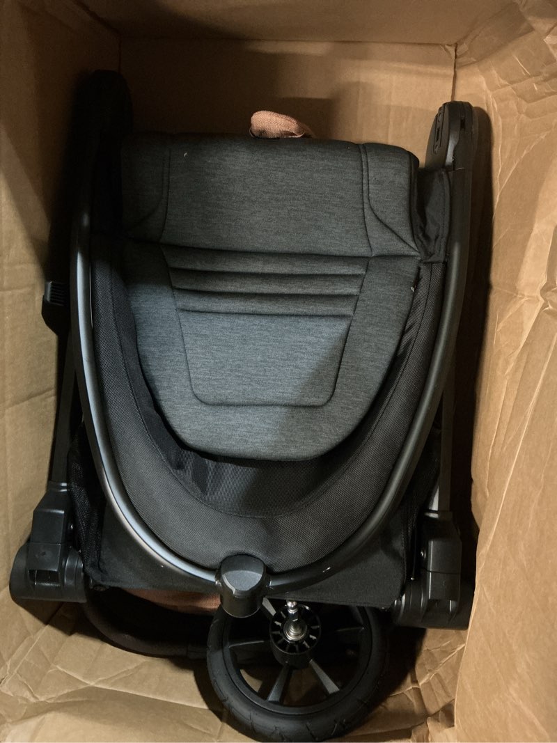 Condition photo showing As Is for baby jogger® city mini gt3 all terrain baby stroller with forever air rubber tires, all wheel suspension, lightweight stroller with magnetic buckle, no-rethread harness, and foot brake, sierra sand single stroller sierra sand
