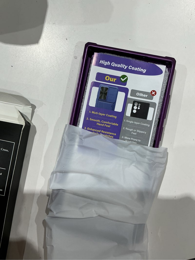 Condition photo showing Good Condition for vihibii for samsung galaxy s23 ultra case with card holder & sliding camera cover & kickstand, shockproof rugged hard back & tpu edge wallet case for galaxy s23 ultra 5g 6.8" 2023, dark purple