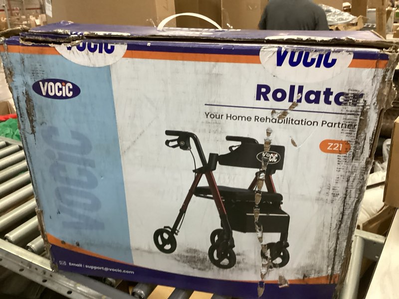 Condition photo showing New/Like New for VOCIC Walkers for Seniors, Z21 Rollator Walker with Seat Supports 350lb, 8" Big Wheels for All Terrain, Ergonomic Arc Seat & 6" Ultra Backrest Foldable Walker, Dual Height Adjustment, Lightweight 2025 Klein Blue 350 Pound