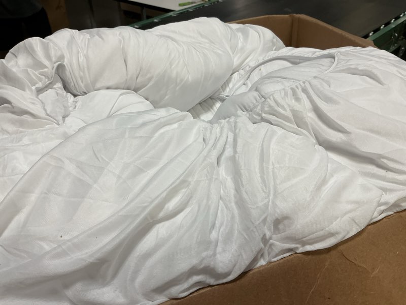 Condition photo showing As Is for mattress topper, soft breathable mattress cover for fluffy shredded memory foam filled