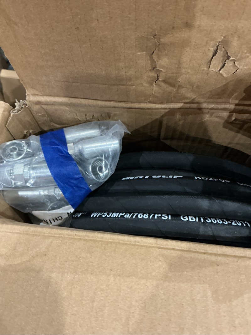 Condition photo showing Good Condition for 33ft 3/8" hydraulic hose with 16pcs hydraulic hose fittings (jic female & nptf male & jic female 90° elbow), working pressure 7687 psi, sae 100 r2at 2-wire braided hydraulic tube 3/8" hydraulic hose - 33ft