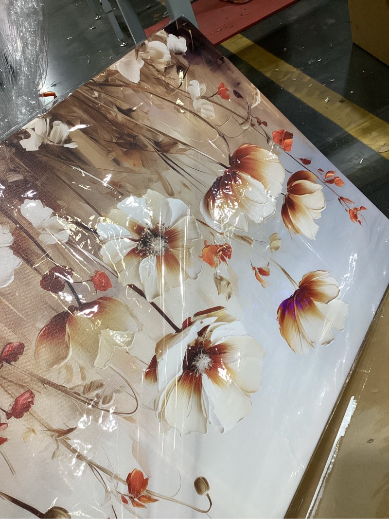 Condition photo showing New/Like New for dnieotu flower wall art for living room, floral canvas wall-decor for bedroom, beige and brown picture prints for hallway office, size 40 x 20 inches flower-20 40"l x 20"w