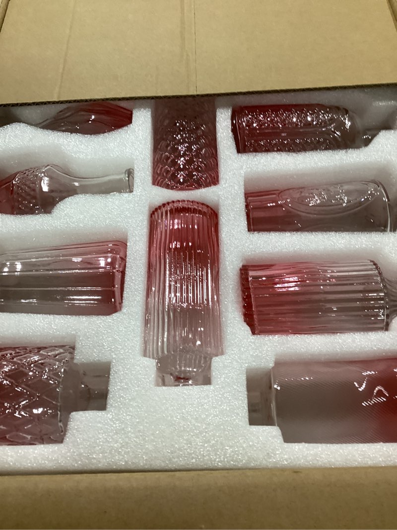 Condition photo showing Good Condition for Clear Bud Vases Bulk 32,Small Flower Vases for Wedding Decor,Glass Vintage Bottle Set for Centerpieces,Recepetion,Home?Gradient Pink? Gradient Pink 32PCS