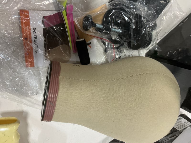 Condition photo showing Good Condition for gex 20.5" canvas cork wig block mannequin head for wig making drying styling display with table c stand clamp holder (light brown 20.5")