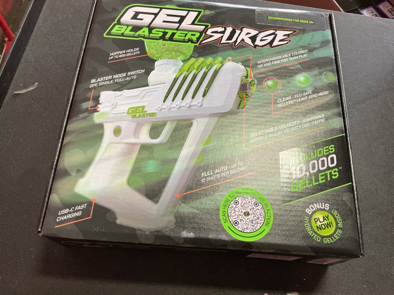 Condition photo showing New/Like New for gel blaster surge 1.5  electric green  water-based gellet blaster with 10 000 electric green gellet pack