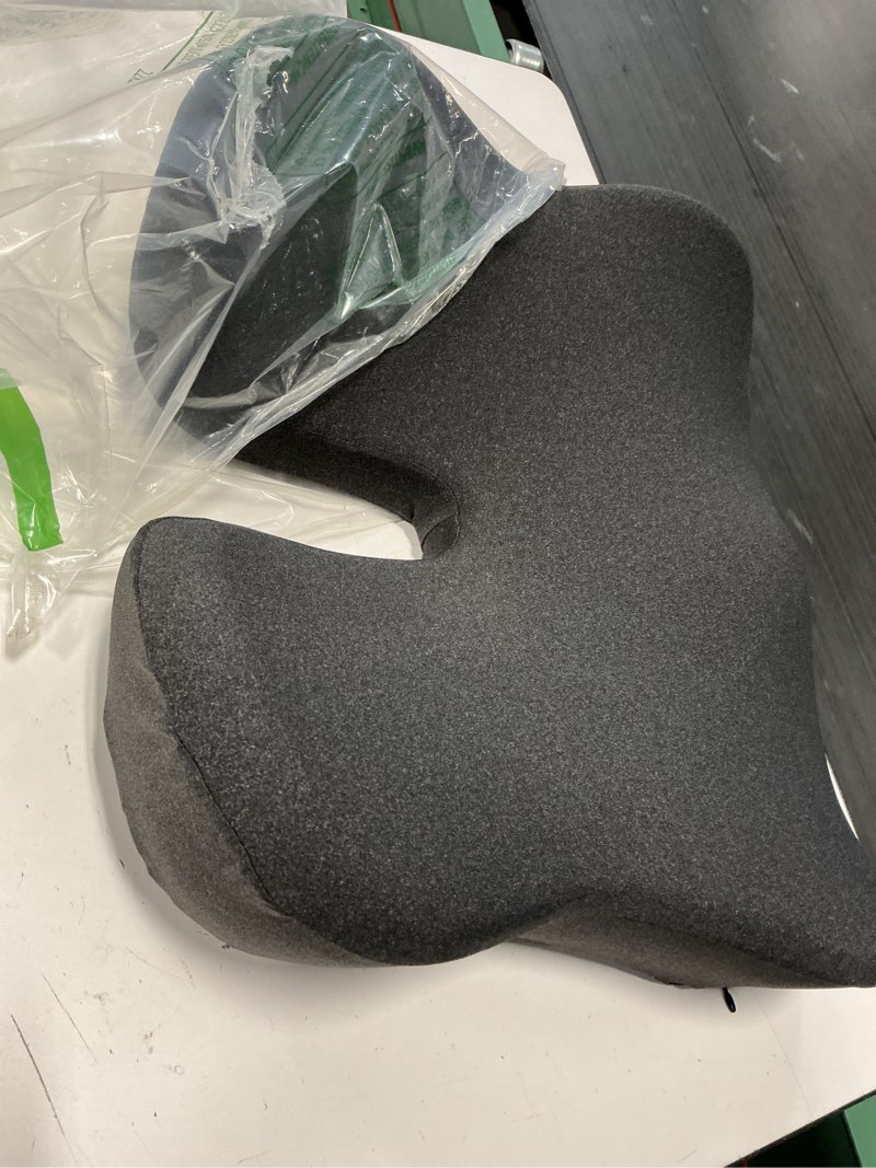 Condition photo showing Good Condition for seat cushion for tailbone & sciatica pain relief – certified & ergonomist-designed – tapered front edge reduces thigh pressure – wide memory foam for office chair, car, wheelchair (gray)
