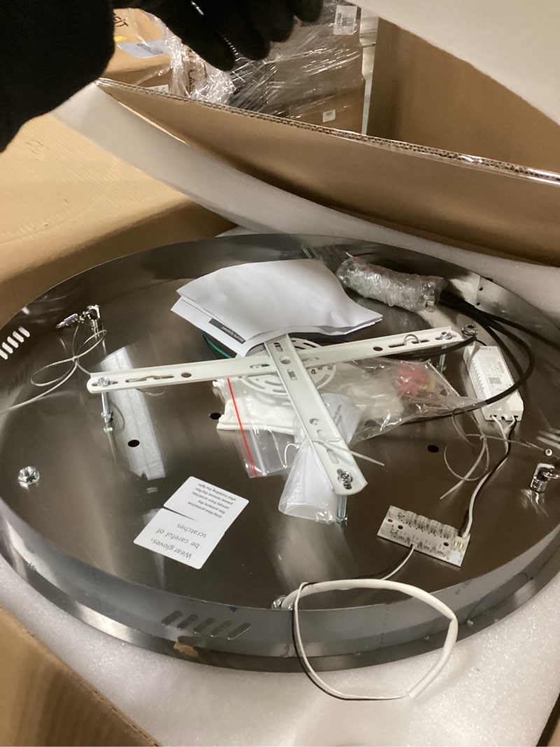 Condition photo showing Good Condition for IDEQUY W24'' Flush Mount Crystal Chandelier Black Modern LED Ceiling Light Fixture 3 Tier Crystal Ch