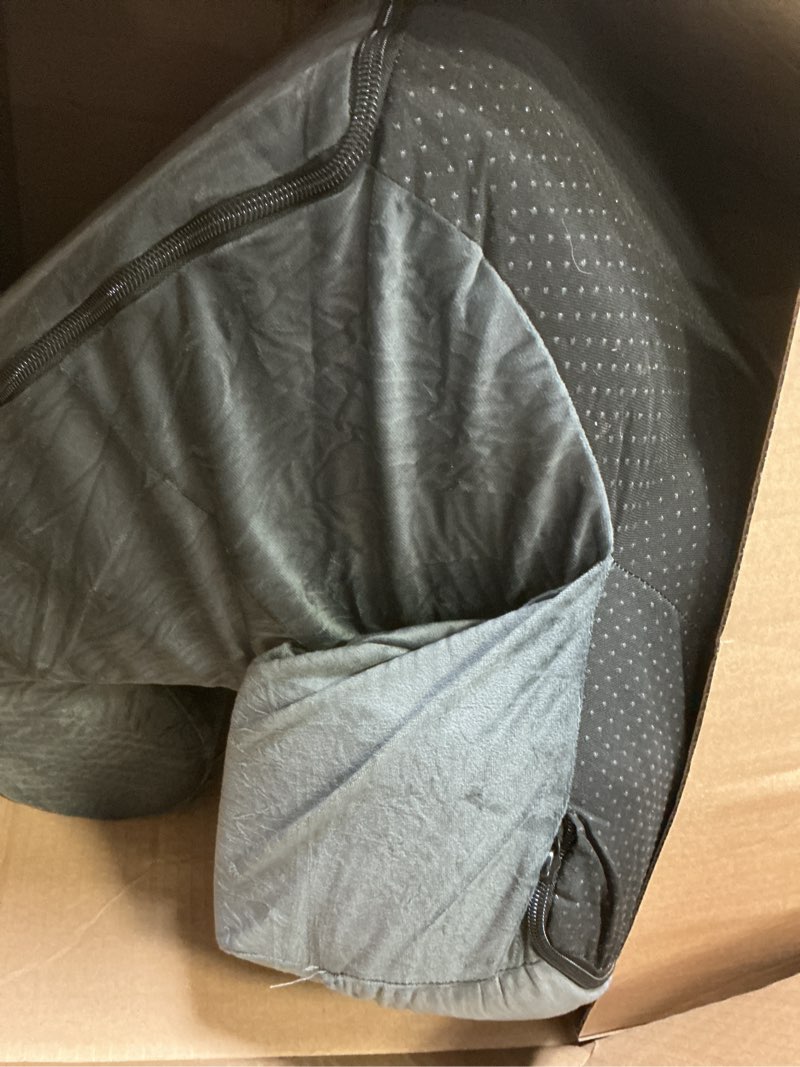 Condition photo showing As Is for reading pillow for sitting in bed adult, back pillow for bed sitting up, backrest pillow with arms, back support pillows for gaming lounging watching tv, medium 19" grey medium (5'3"-5'10") grey