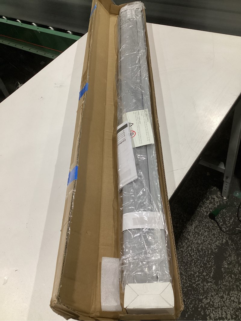 Condition photo showing Good Condition for 100% privacy cordless mini blinds for indoor windows 1" vinyl l-shaped blades horizontal blackout shades, pull down small window blinds for home kitchen, for window 48" w × 48" h grey grey 48" w × 48" h