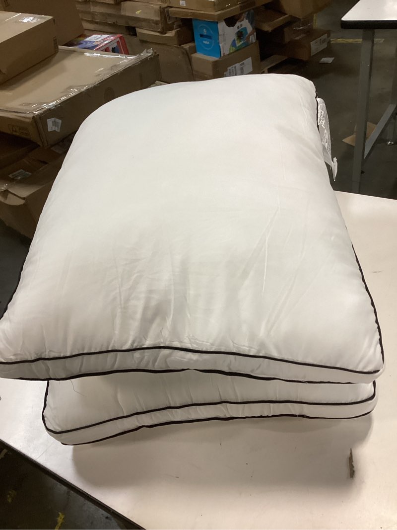 Condition photo showing Good Condition for Premium Pillows Standard Size Set of 2, Fluffy and Supportive 7D Down Alternative Bed Pillow, Luxury Soft Hotel Quality Gusseted Pillow for Side Back Stomach Sleeper,Relief Neck Head and Shoulder Pain Pack of 2 Standard White
