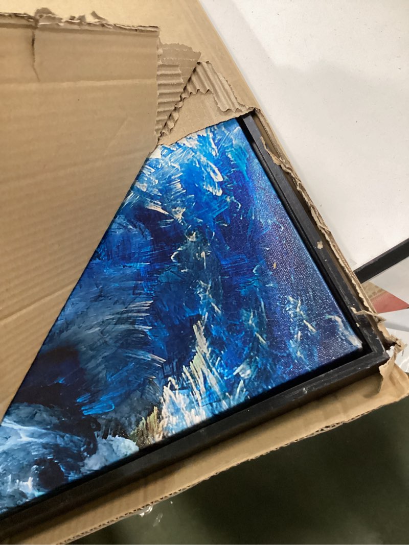 Condition photo showing Good Condition for Mofutinpo Large Abstract Canvas Art | Framed Modern Contemporary Wall Decor for Living Room, Bedroom, and Office | Blue Abstract Wall Pictures| Home Decorations Artwork for Walls 24 ×48in 48"L x 24"W BLUE-F