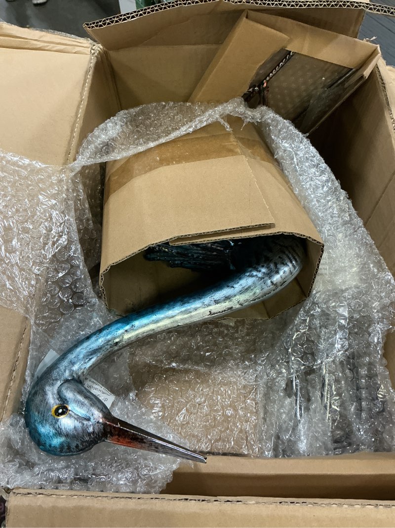 Condition photo showing Good Condition for Kicust Garden Crane Statue for Outdoor, Blue Heron Decoy Garden Sculptures and Statues, Metal Bird Yard Art for Lawn Patio Decor, Set of 2