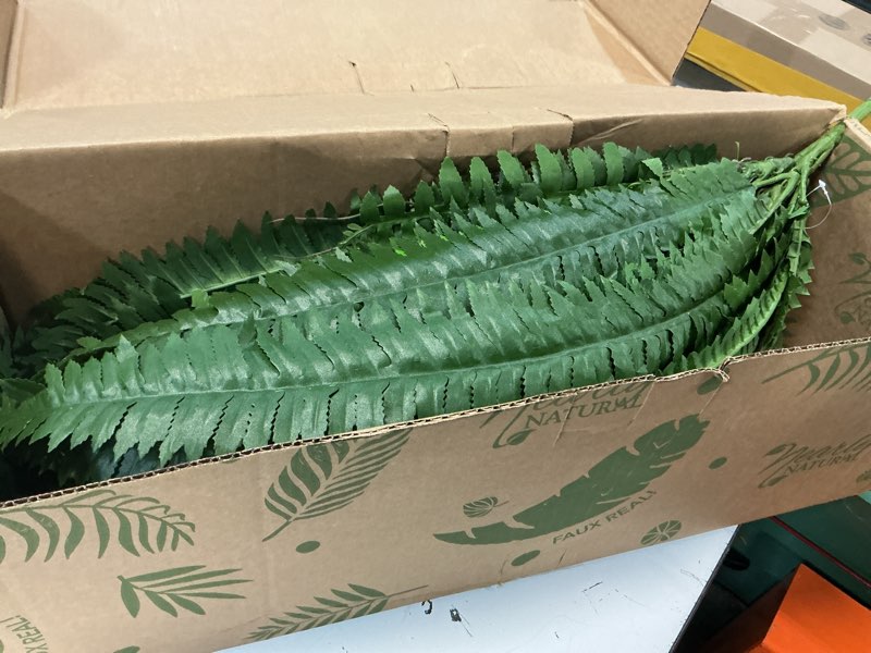 Condition photo showing Good Condition for nearly natural 48-in artificial boston fern, large hanging fake plant wall decor with 67 fronds, faux fern vines that look real for home and office decor 48" - set of 1