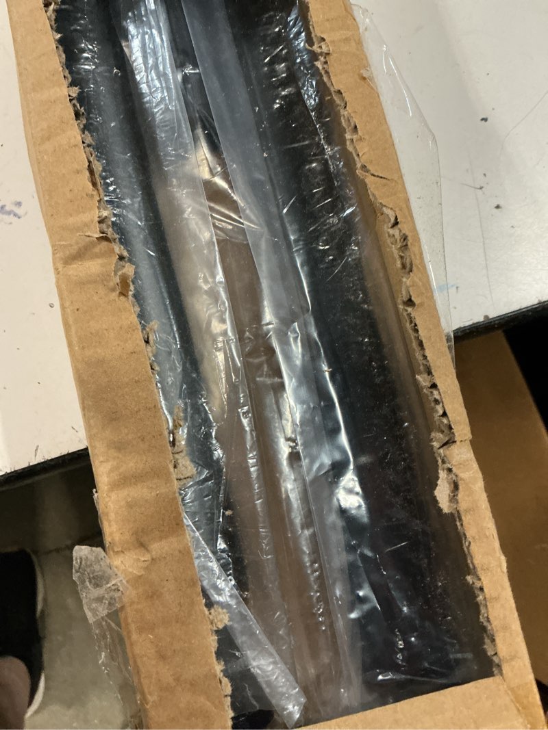 Condition photo showing New/Like New for tension curtain rod 51-126 inch, long curtain rod no drilling for window or bathroom, outdoor curtain rods for patio tension rods, easy to install, never rust, rod diameter 1.26 inches - black black 51''-126''
