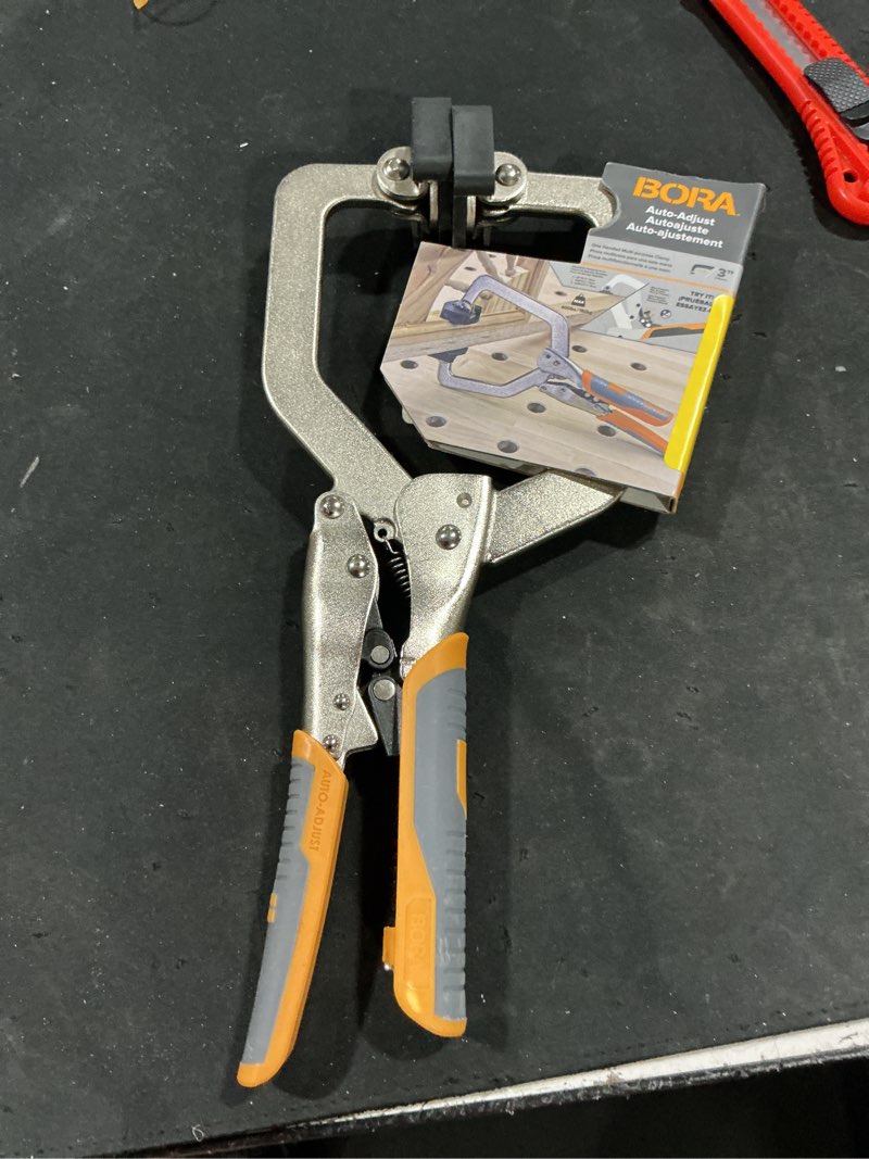 Condition photo showing Good Condition for bora auto adjust 3 inch locking vise grip clamp with swivel pads - heavy duty welding clamps with comfortable grips perfect c clamp for woodworking, welding, and metalworking