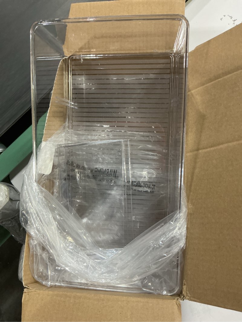 Condition photo showing Good Condition for ClearSpace Plastic Pantry Organization and Storage Bins with Removable Dividers – Perfect Kitchen Organization or Kitchen Storage – Refrigerator Organizer Bins, Cabinet Organizers (2 Pack)