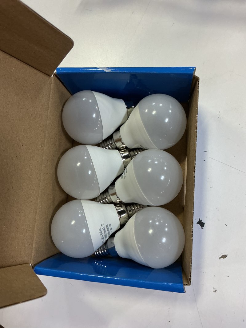 Condition photo showing Good Condition for 6 pack bright ceiling fan light bulbs, 120v 6 watts (60 watts equivalent), 5000k e12 a15 shape candelabra base chandelier led bulb, non-dimmable