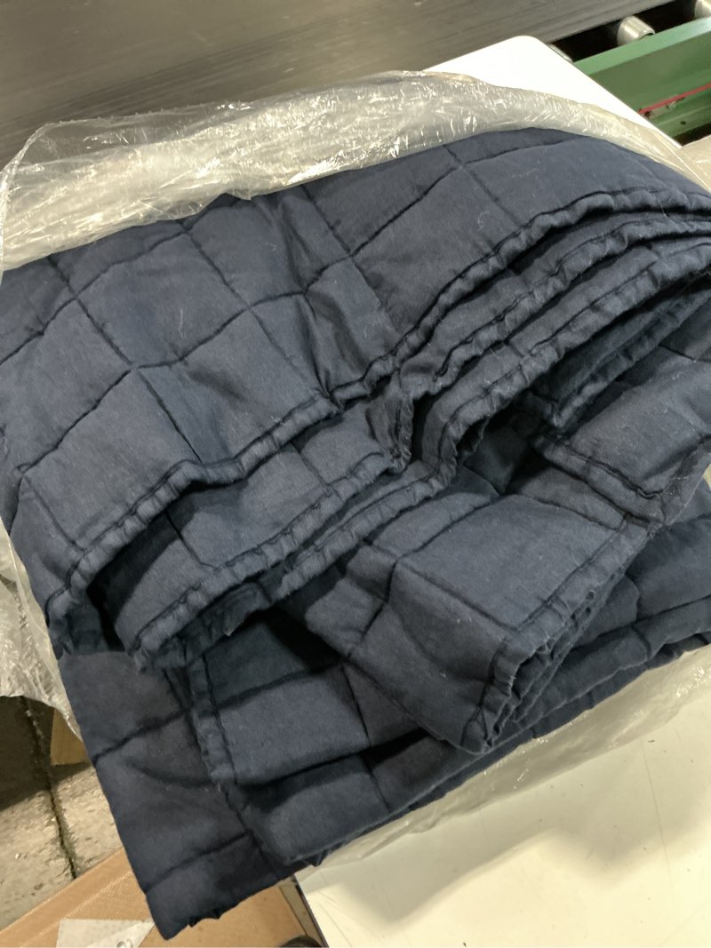 Condition photo showing Good Condition for european linen box quilt color: navy size: full/queen set: without sham set