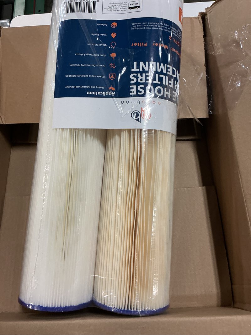 Condition photo showing New/Like New for aquaboon 1 micron whole house pleated sediment water filter cartridge 20x4.5 well filter replacement compatible with ecp5-20bb, spc-45-1005, 2 pack