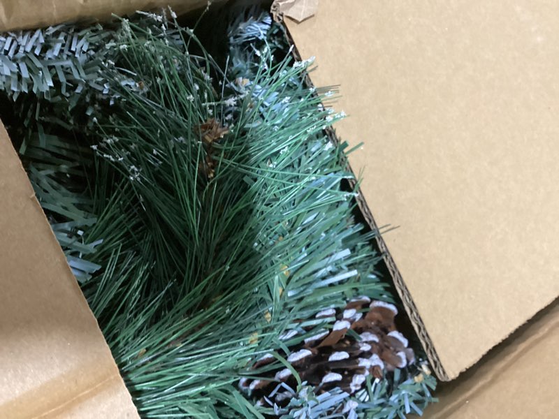 Condition photo showing Good Condition for 4ft pre-lit artificial christmas tree for entrances and christmas, small flocked christmas tree with flowerpot base and pinecone?battery operated flocked green 4ft