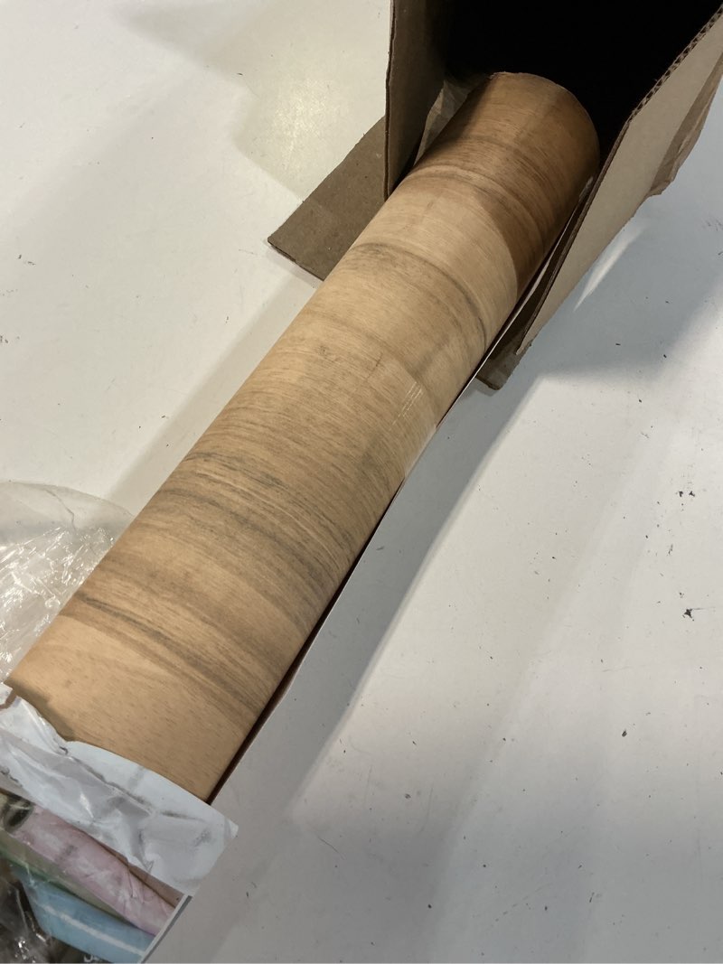 Condition photo showing Good Condition for veelike light oak wood contact paper for countertops peel and stick waterproof wood wallpaper 354''x32'' wood grain contact paper for cabinets countertops furniture self adhesive wood look wallpaper 32" x 354" brown