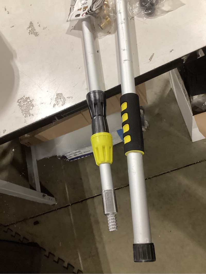 Condition photo showing As Is for laanpole gutter cleaning tools from the ground, 24ft reach rain cleaner with bendable wand and quick connect adapter for garden hose 16ft