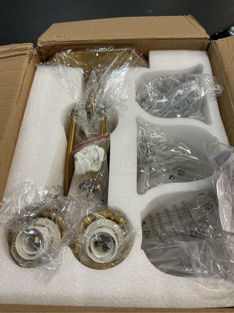 Condition photo showing New/Like New for gold bathroom vanity light fixture, 3 lights bathroom lighting matte antique brass finish with crystal glass shade, gold vintage vanity light for bathrooms gold 3 lights