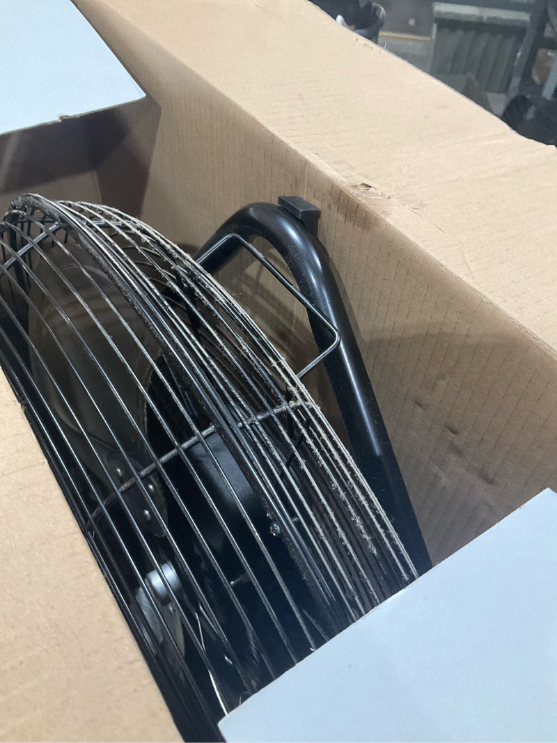 Condition photo showing As Is for utilitech 20-in 120-volt 3-speed high velocity indoor black floor fan