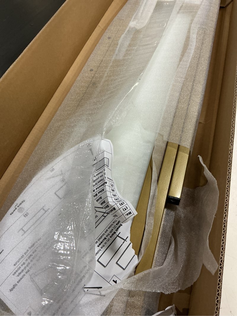 Condition photo showing Good Condition for majaro small modern console table for entryway, tempered glass with metal frame sofa table for living room, hallway, office (single-layer, gold) gold single-layer