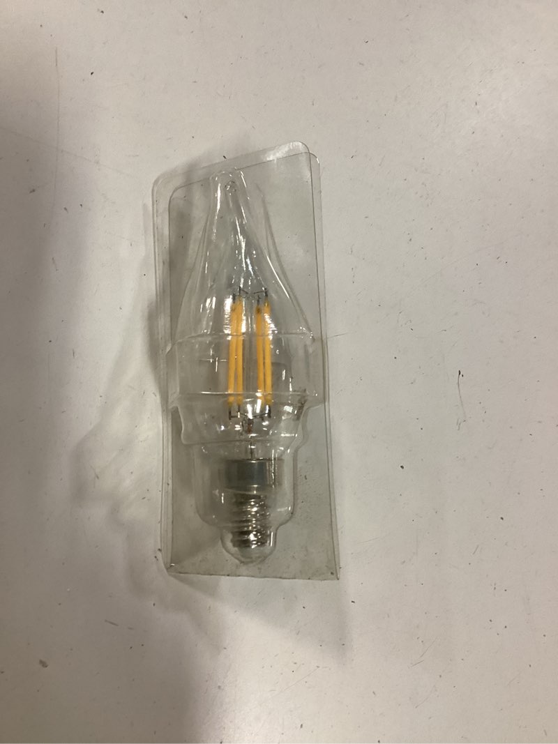 Condition photo showing Good Condition for 60-watt equivalent 5-watt e12 base chandelier led light bulb 3500k natural white dimmable, flame tip (24-pack)